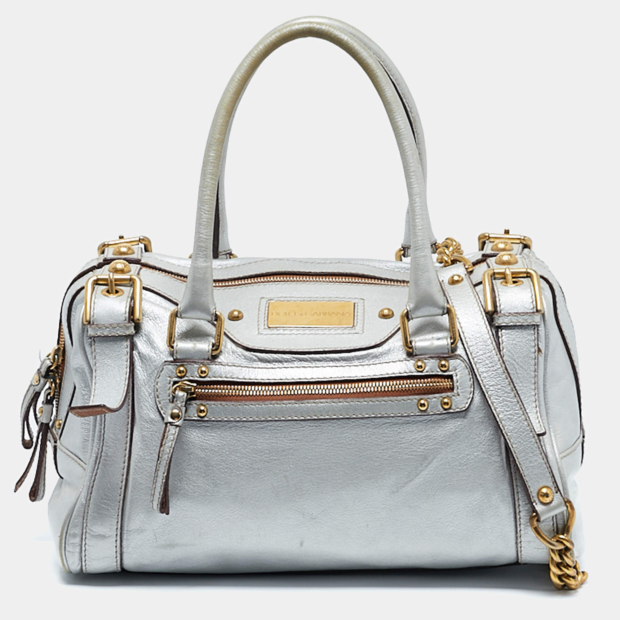 Dolce & Gabbana Grey Leather Miss Easy Way Bag