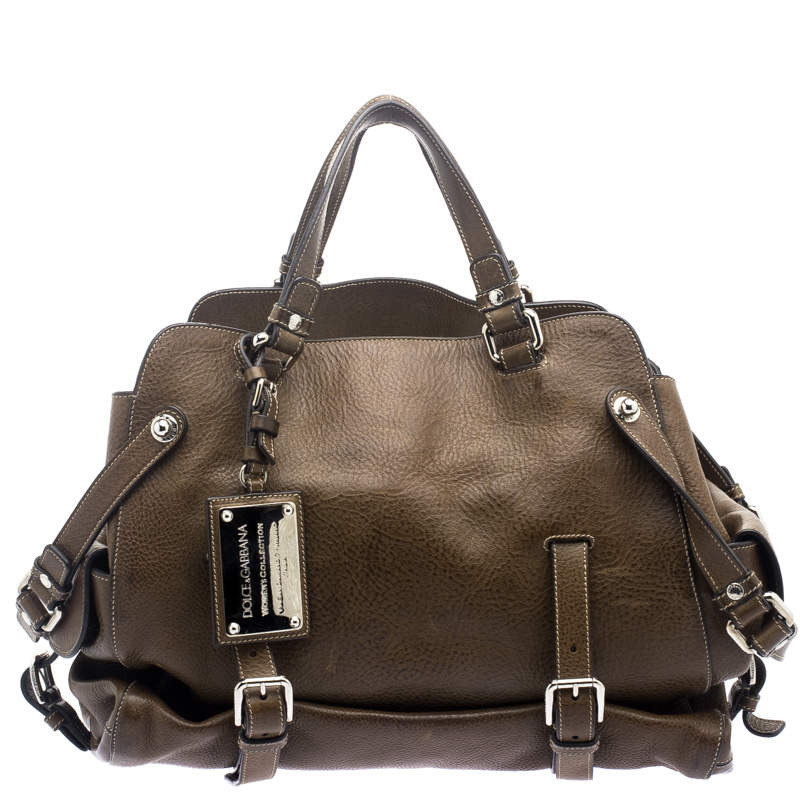 Pre Owned Dolce & Gabbana Brown Leather Miss Forever Tote