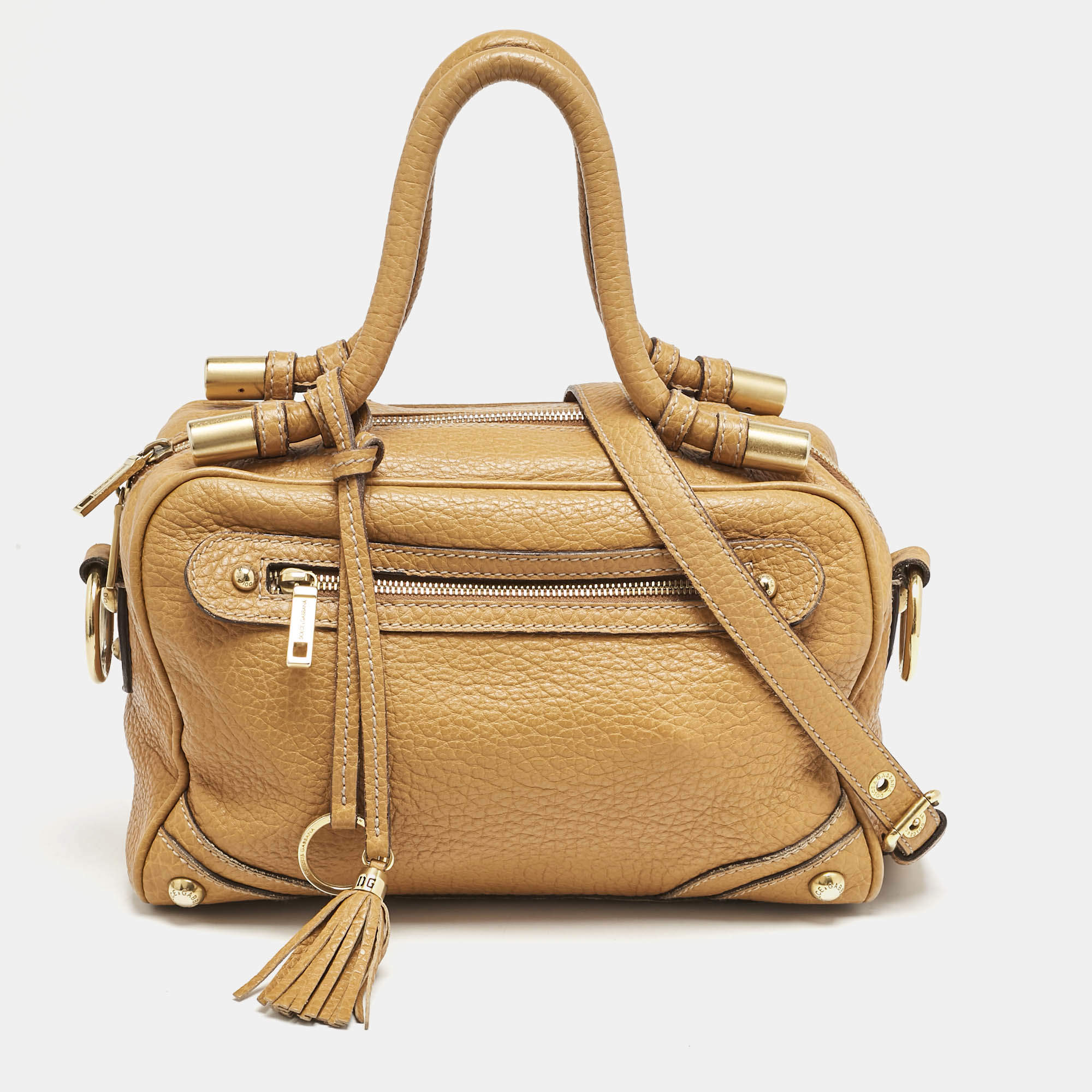 Dolce & Gabbana Tan Leather Tassel Satchel