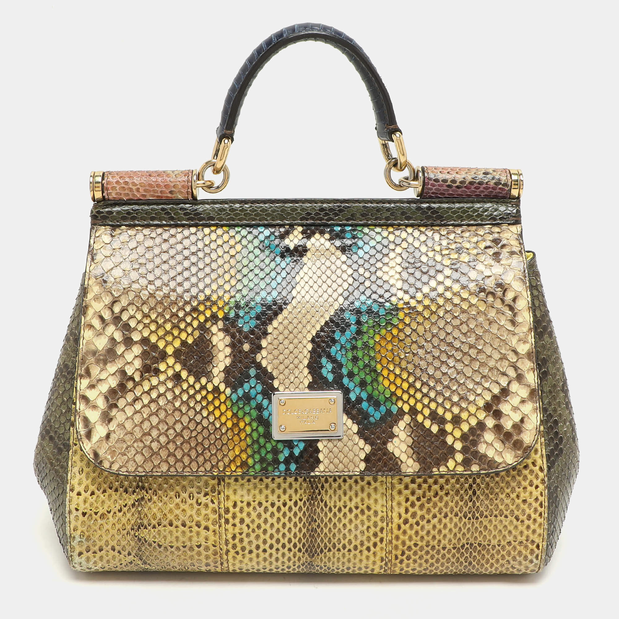 Pre Owned حقيبة دولتشي أند غابانا ميس سيسيلي جلد أزرق متوسطة بيد علوية