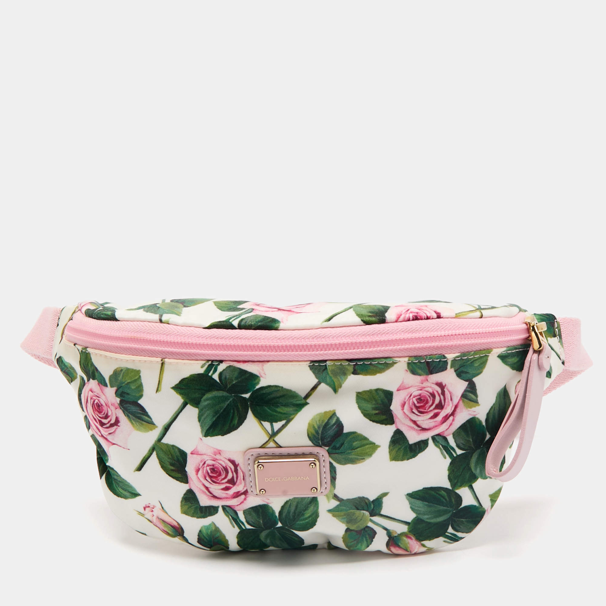 Dolce & Gabbana Pink Floral Print Nylon Belt Bag
