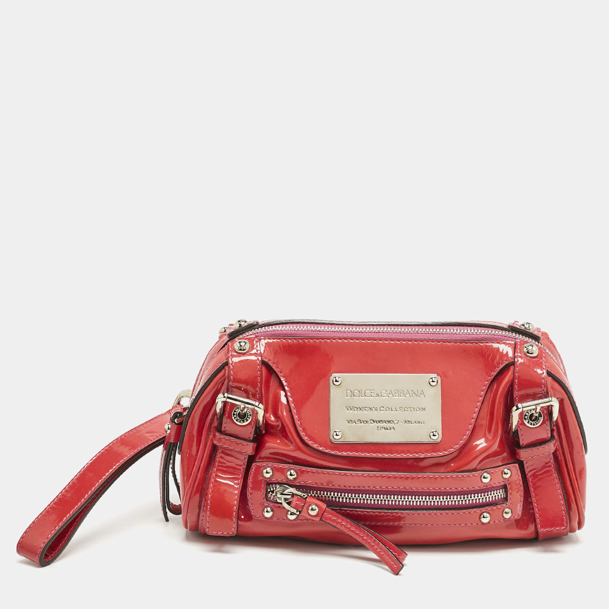 Dolce & Gabbana Red Patent Leather Miss Easy Way Wristlet Clutch