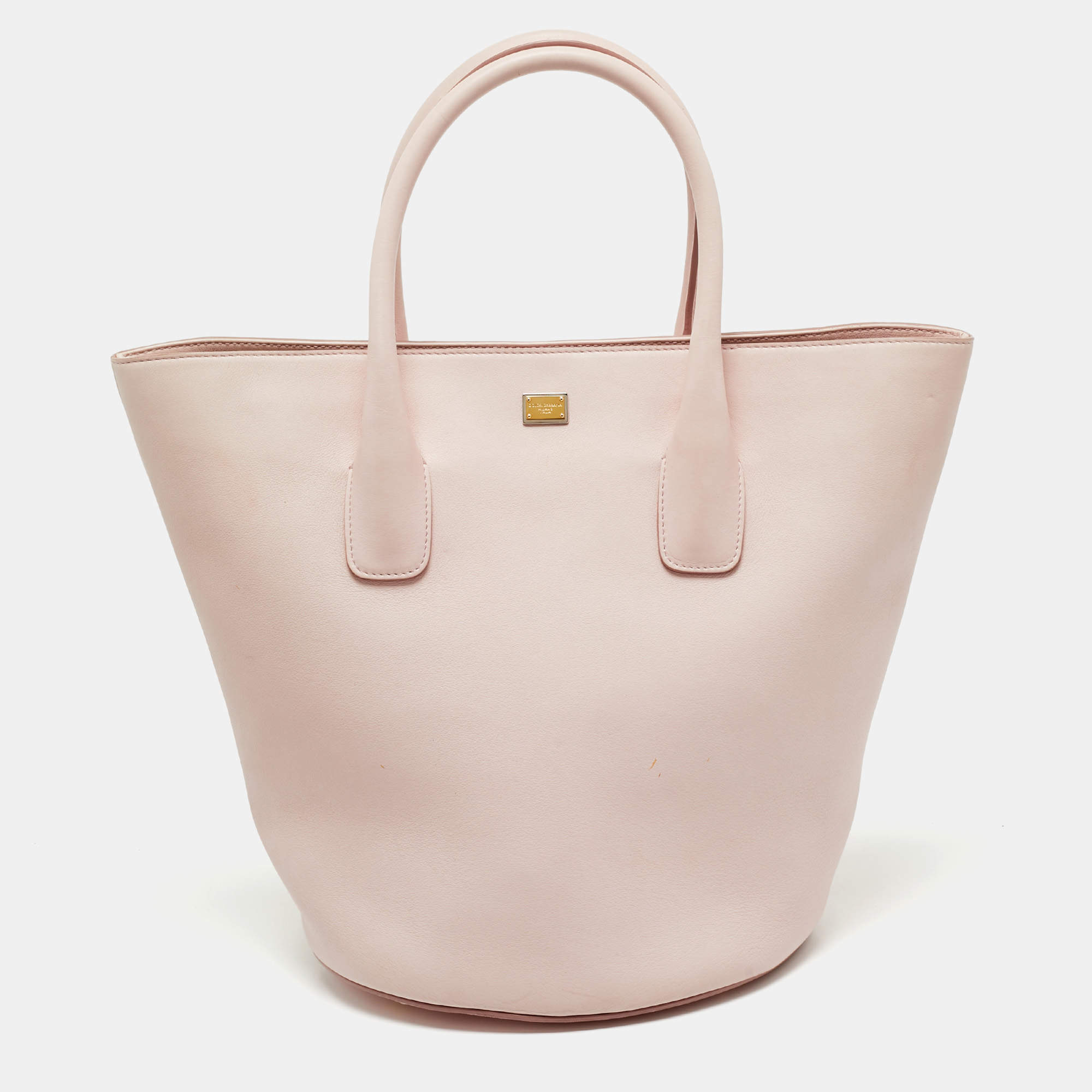 Dolce & Gabbana Pink Leather Miss Alma Bucket Tote
