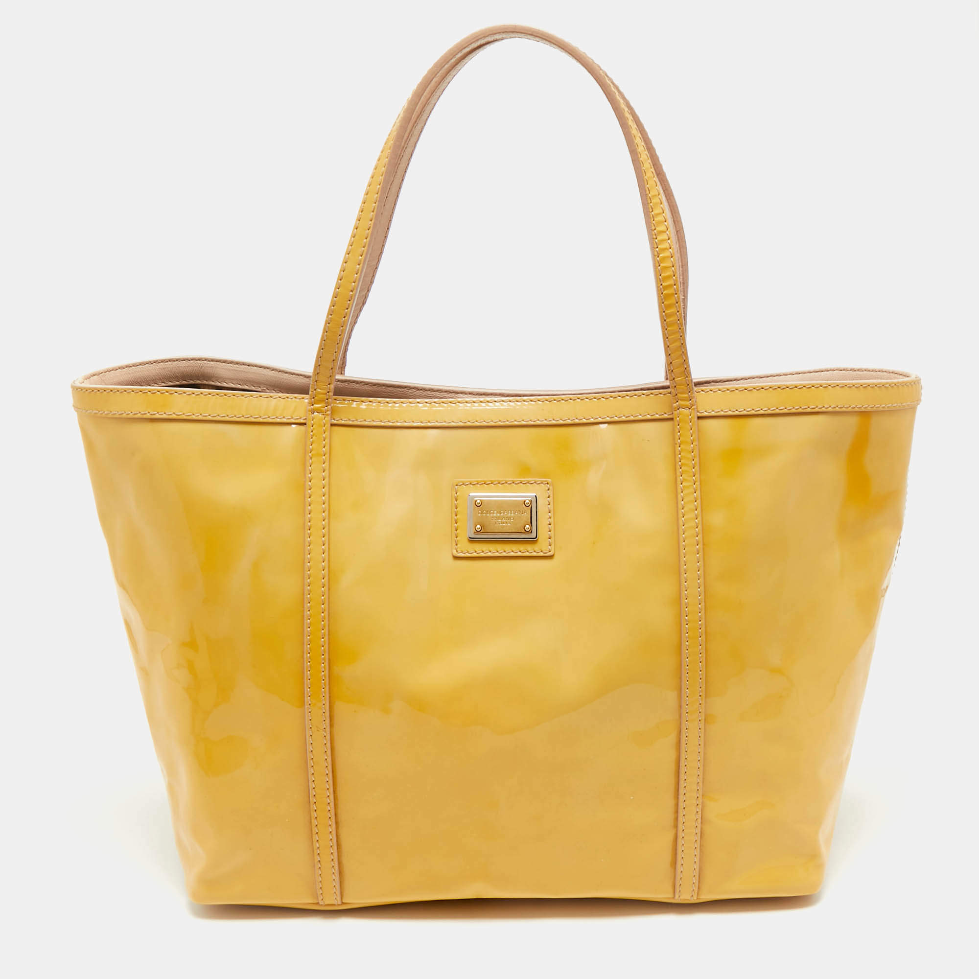 Dolce & Gabbana Yellow Patent Leather Miss Escape Tote