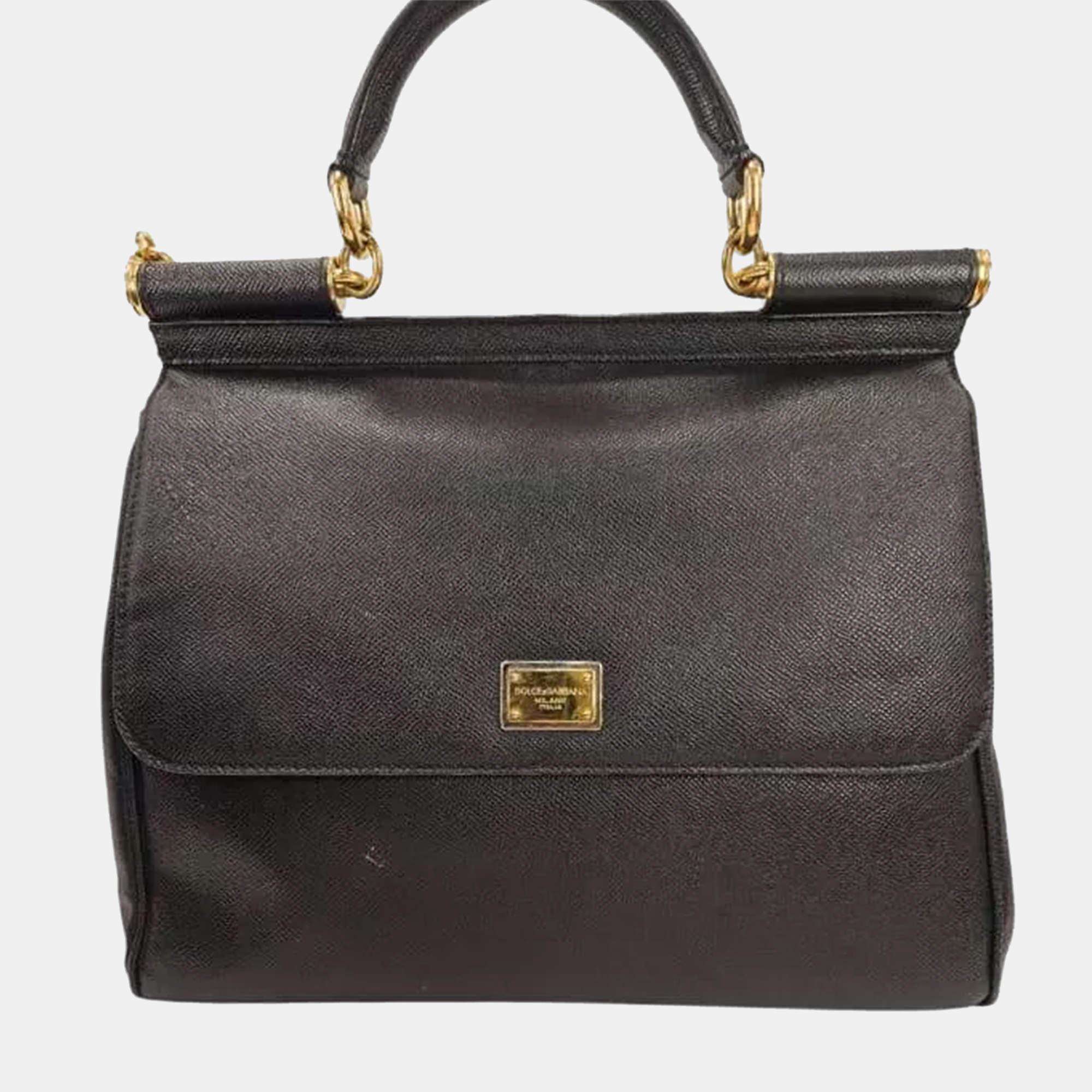 Dolce & Gabbana Black Lizard Embossed Leather Crystal DG
