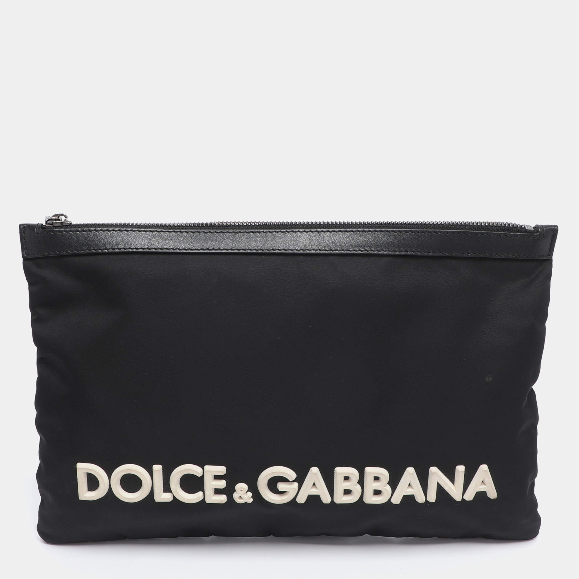Pre Owned Dolce & Gabbana Black Nylon Logo Pouch