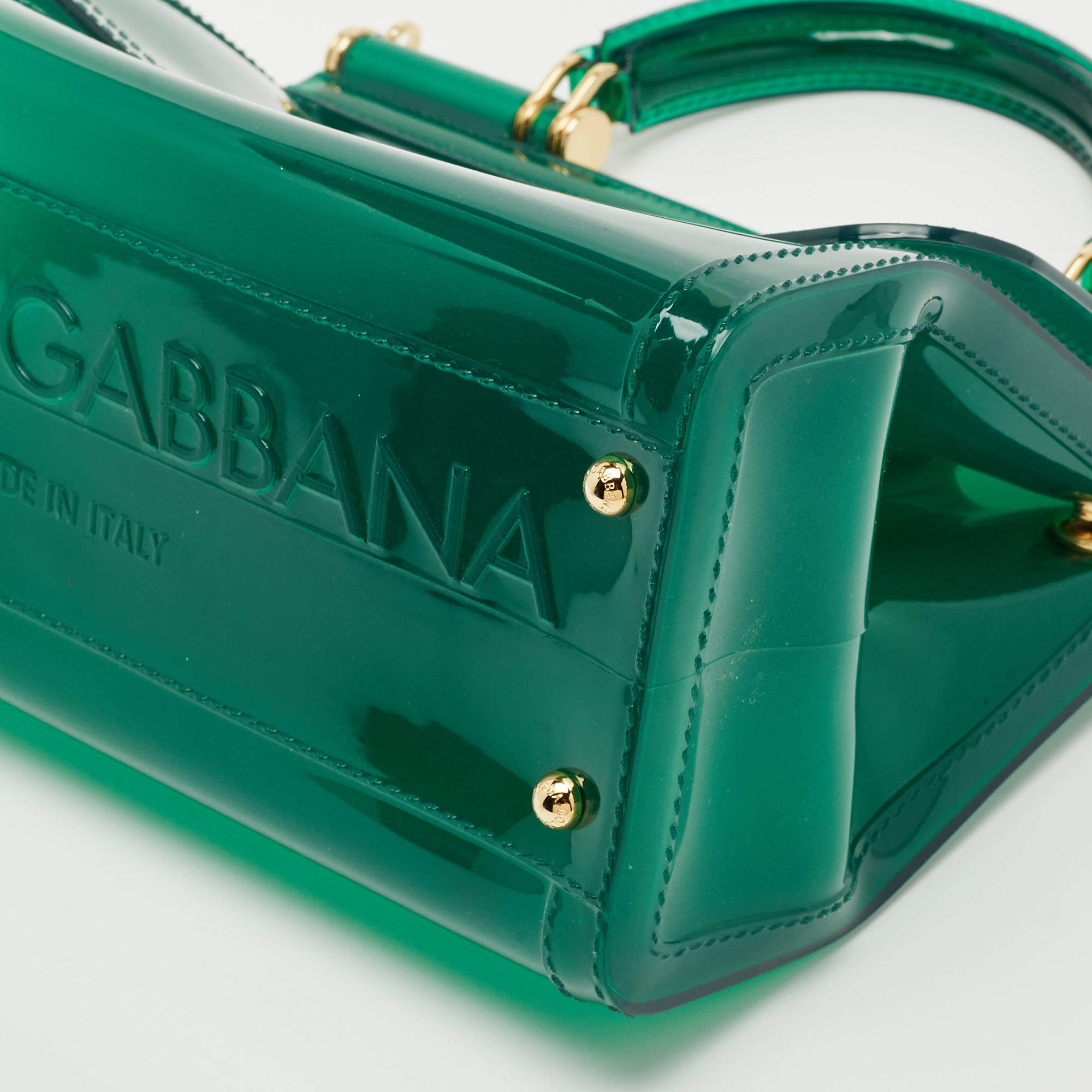 Pre Owned Dolce & Gabbana Green PVC Medium Miss Sicily Top Handle Bag