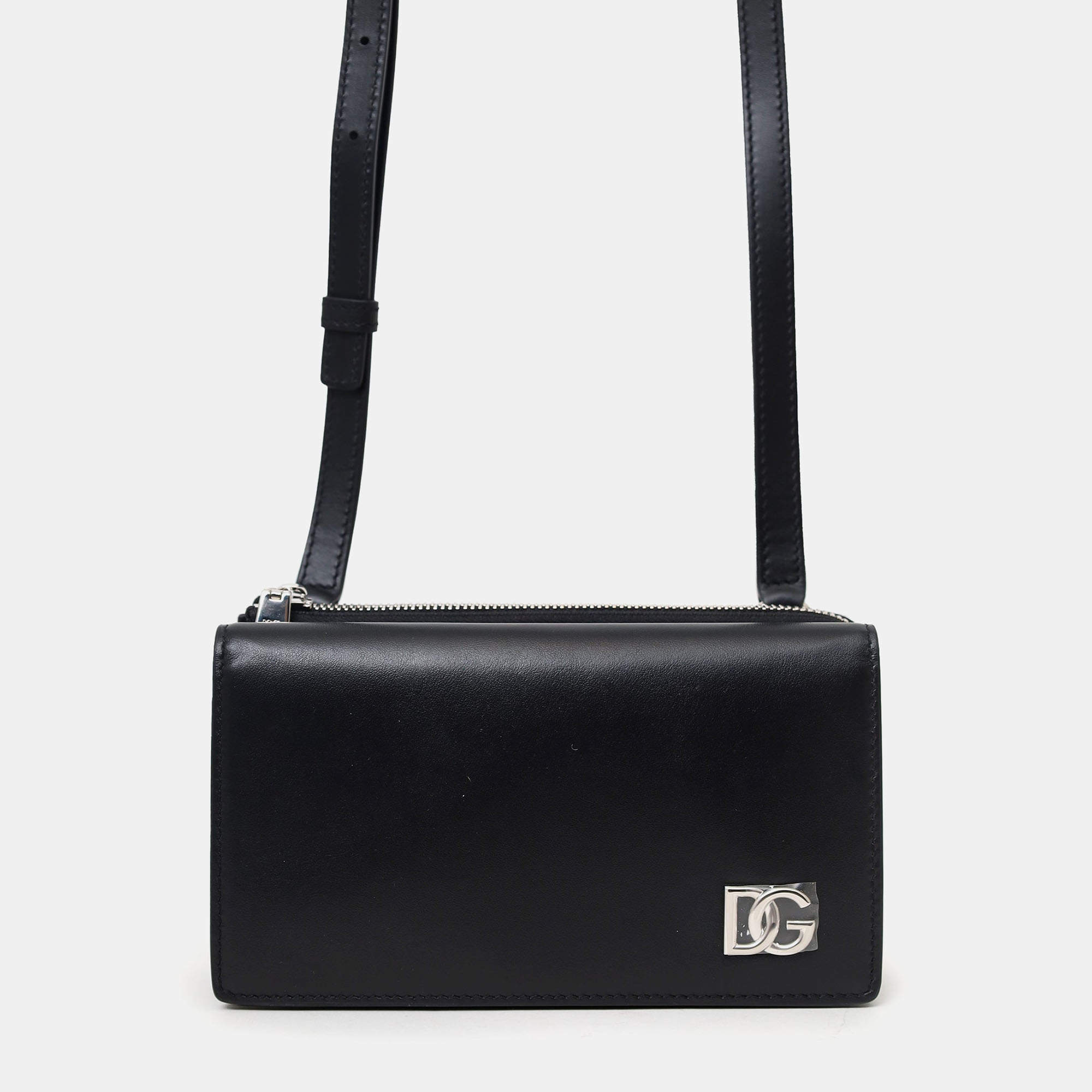 مملوكة مسبقًا Dolce & Gabbana Black Calfskin DG Millennials Convertible Crossbody