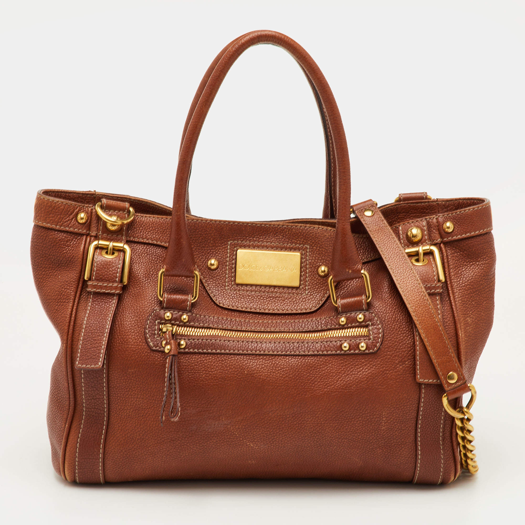 مملوكة مسبقًا Dolce & Gabbana Brown Leather Satchel