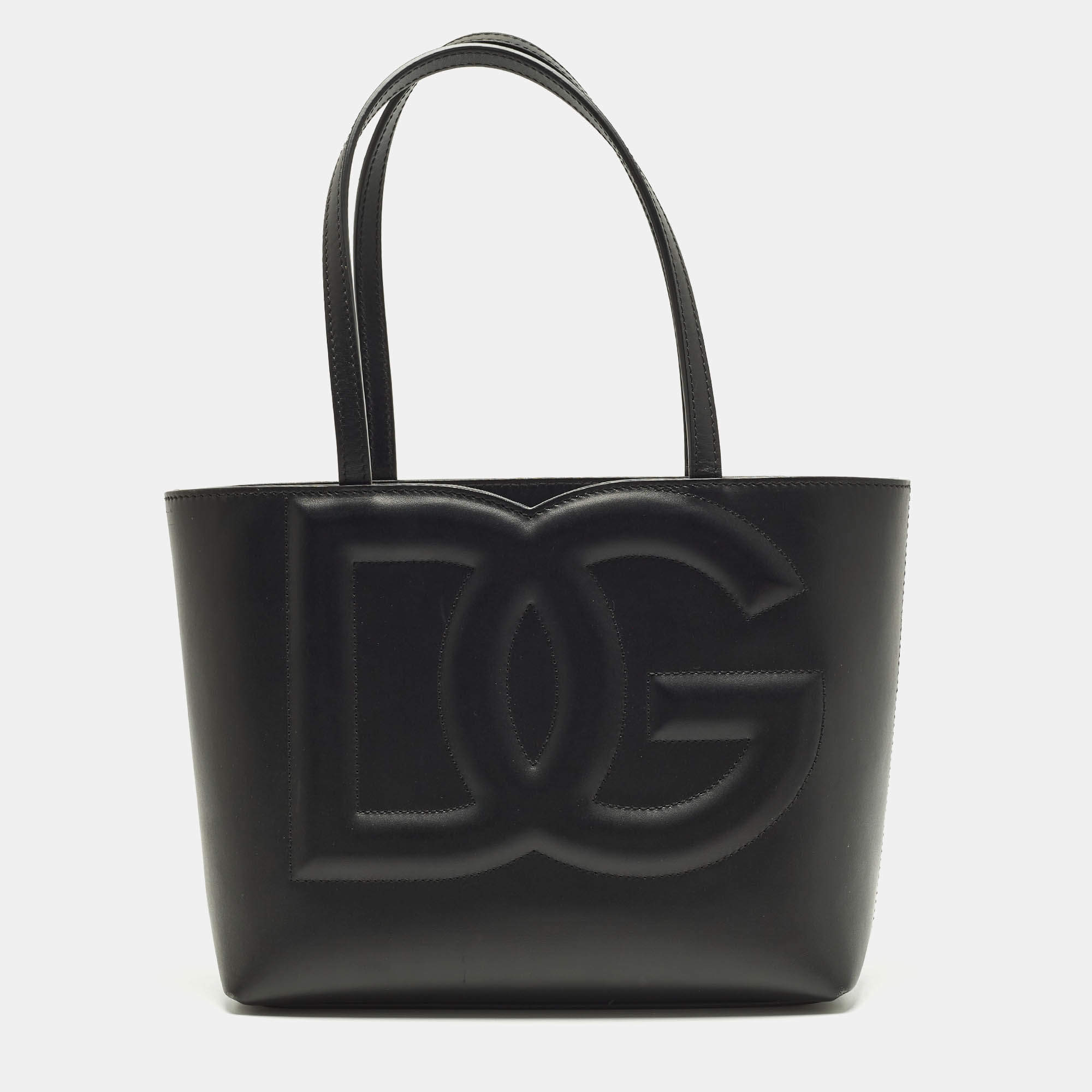 مملوكة مسبقًا Dolce & Gabbana DG Embossed Logo Small Black Leather Tote