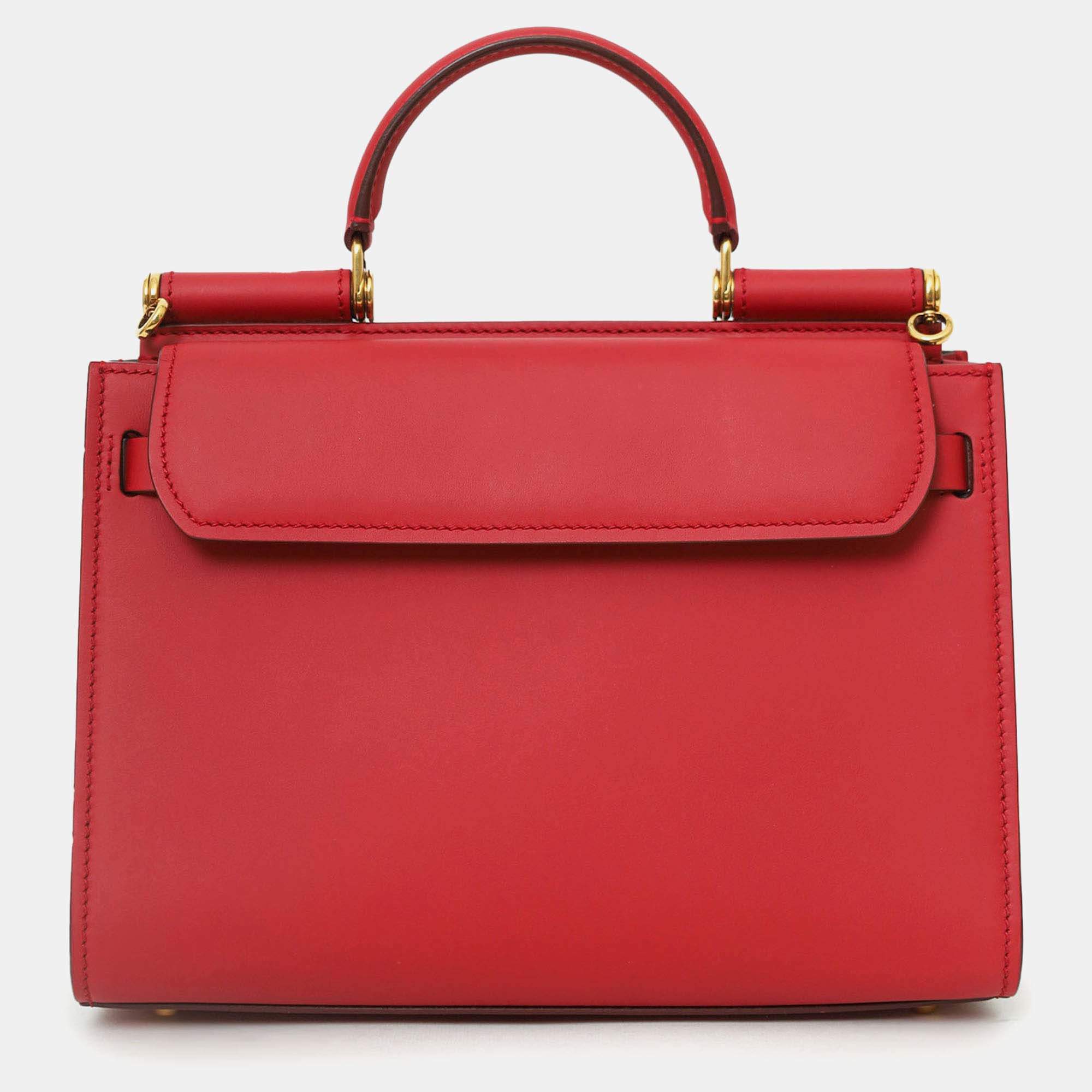 مملوكة مسبقًا Dolce & Gabbana Red Leather Sicily Bag