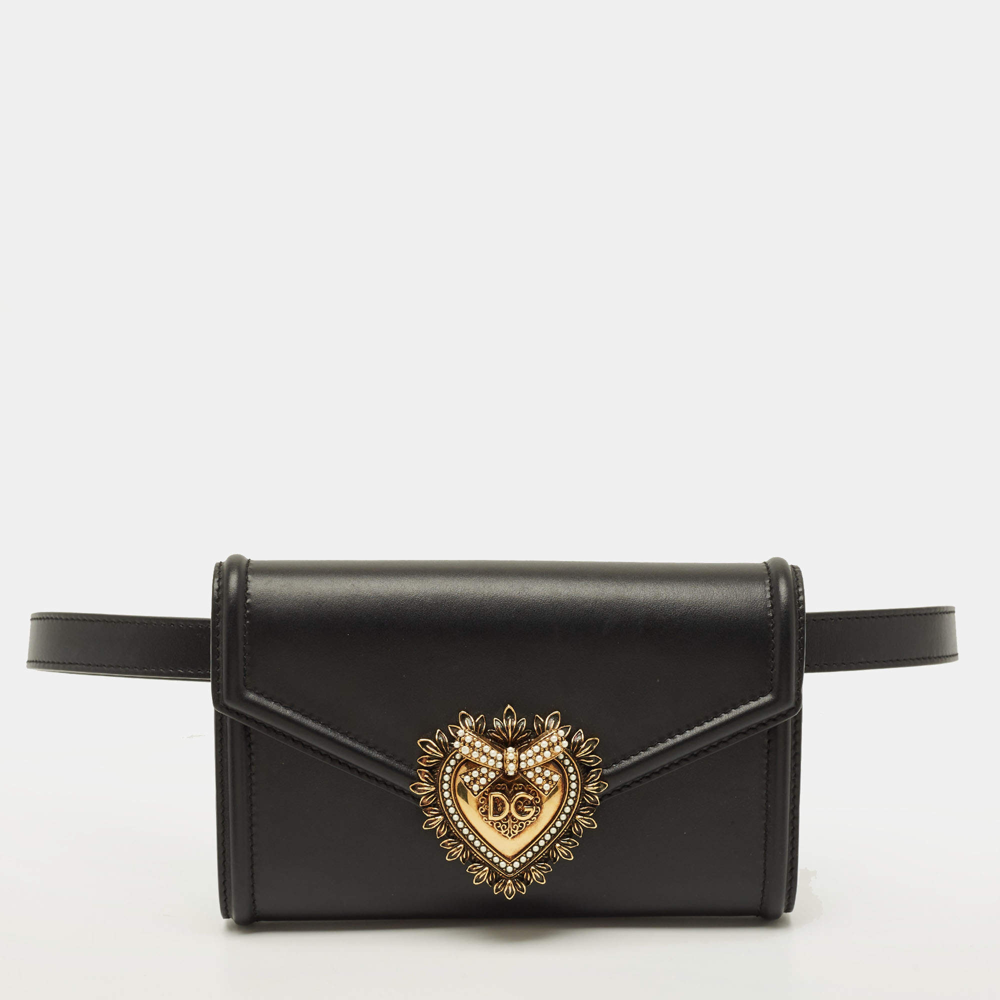 مملوكة مسبقًا Dolce & Gabbana Devotion Black Leather Belt Bag