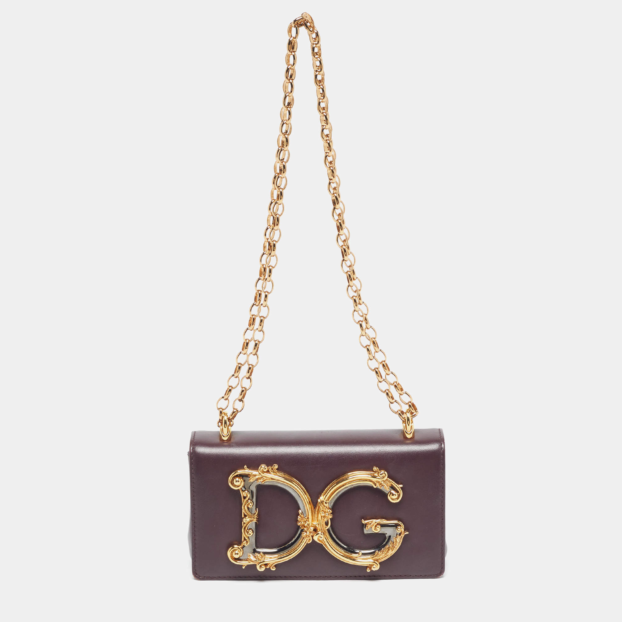 Pre Owned حقيبة هاتف دولتشي أند غابانا دي جي غريس جلد أحمر