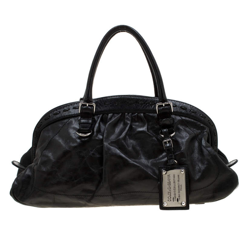 مملوكة مسبقًا Dolce & Gabbana Black Leather Miss Romantique Satchel
