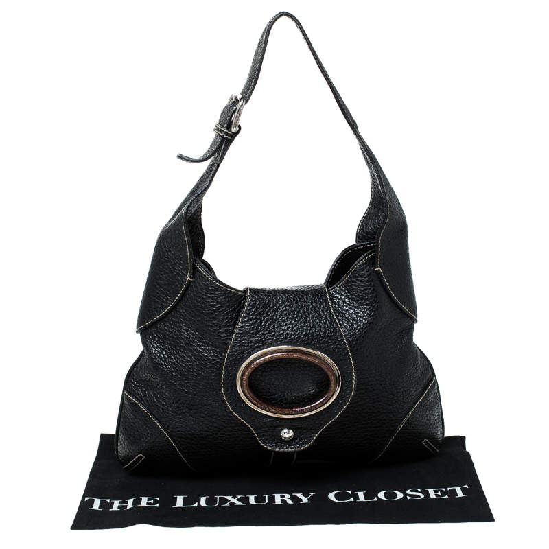 Dolce & Gabbana Black Pebbled Leather Ring Shoulder Bag Dolce & Gabbana |  TLC