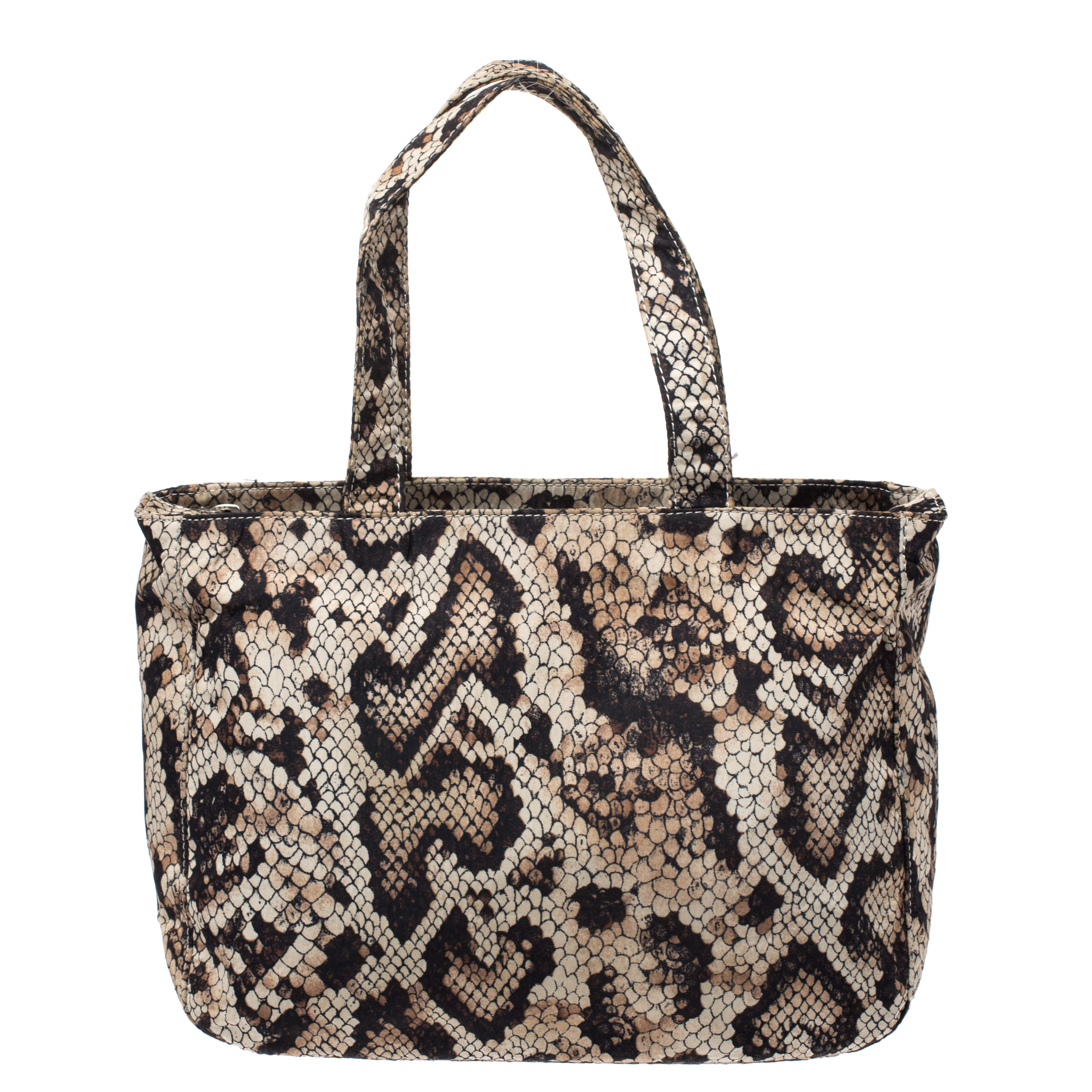 Dolce & Gabbana Beige/Black Python Print Fabric Tote