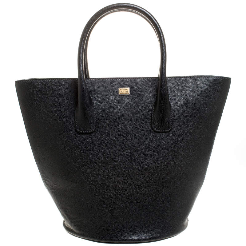 مملوكة مسبقًا Dolce & Gabbana Black Leather Shopper Tote