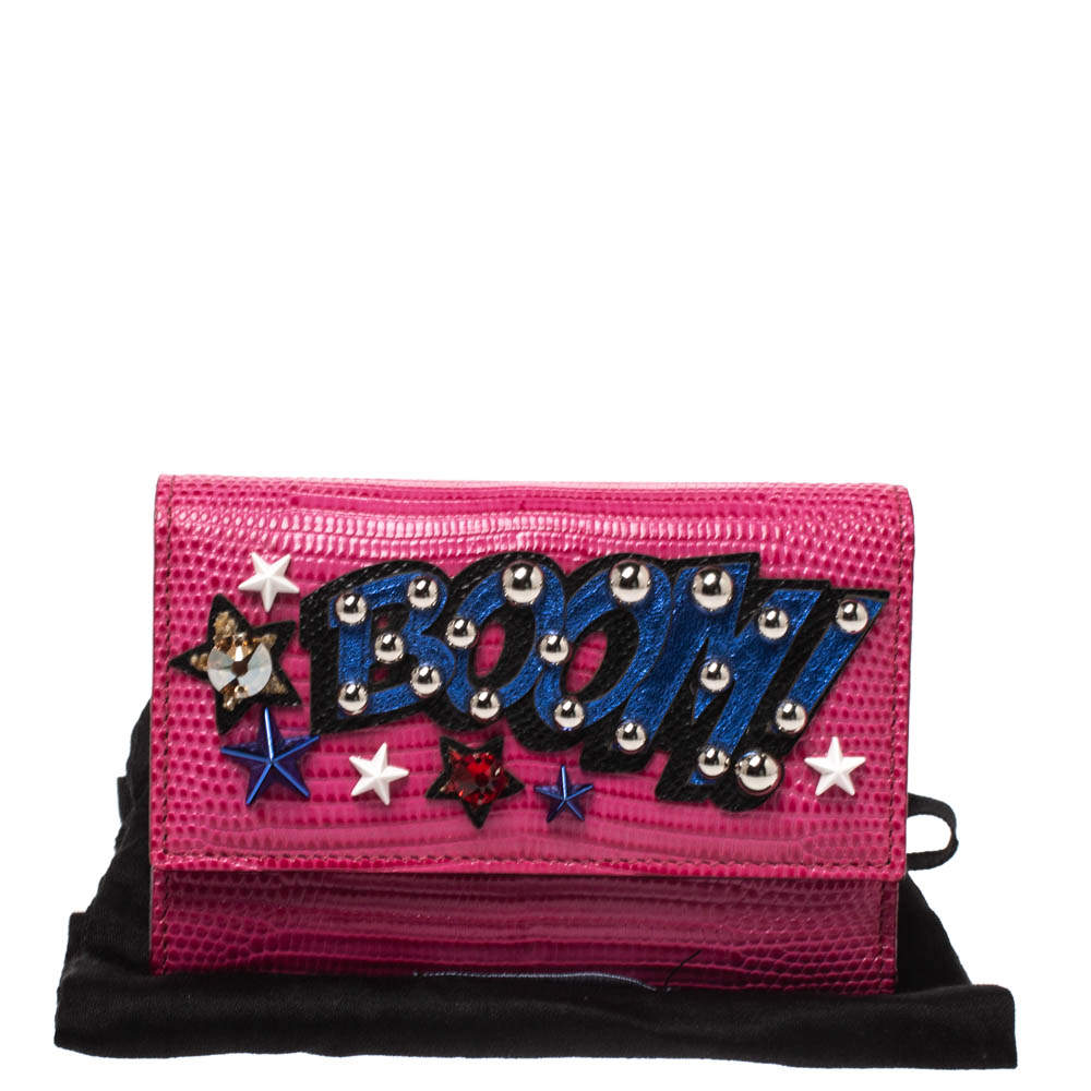 Dolce & Gabbana Pink Lizard Embossed Leather Studded Boom French Wallet  Dolce & Gabbana | TLC