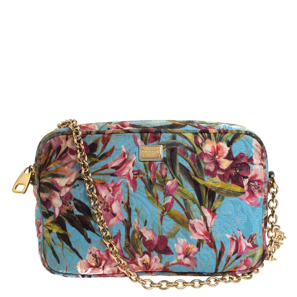 Dolce & Gabbana Multicolor Floral Print Fabric Miss Glam Chain Shoulder ...