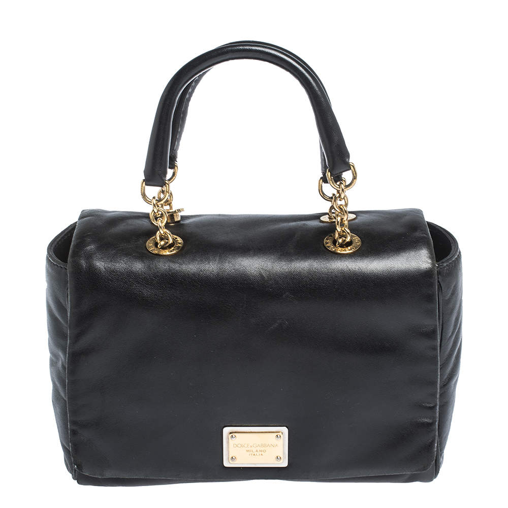 Dolce & Gabbana Black Soft Leather Double Handle Satchel Dolce ...