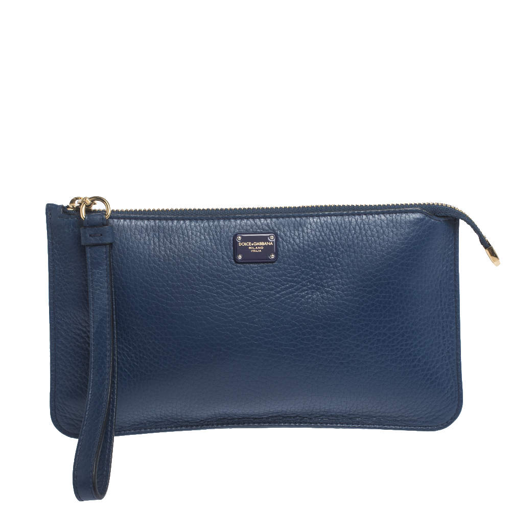 مملوكة مسبقًا حقيبة كلتش دولتشي أند غا�بانا حمالة معصم جلد أزرق 