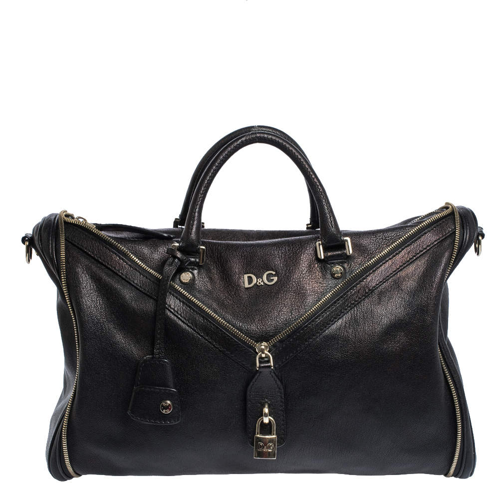 Dolce & Gabbana Black Leather Boston Bag