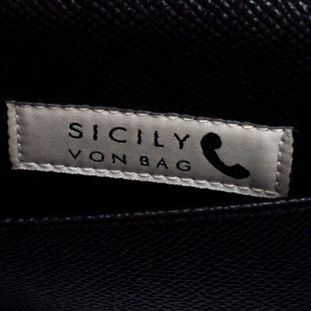 Dolce & Gabbana Black Lace Print Leather Miss Sicily Von Chain Wallet, myGemma