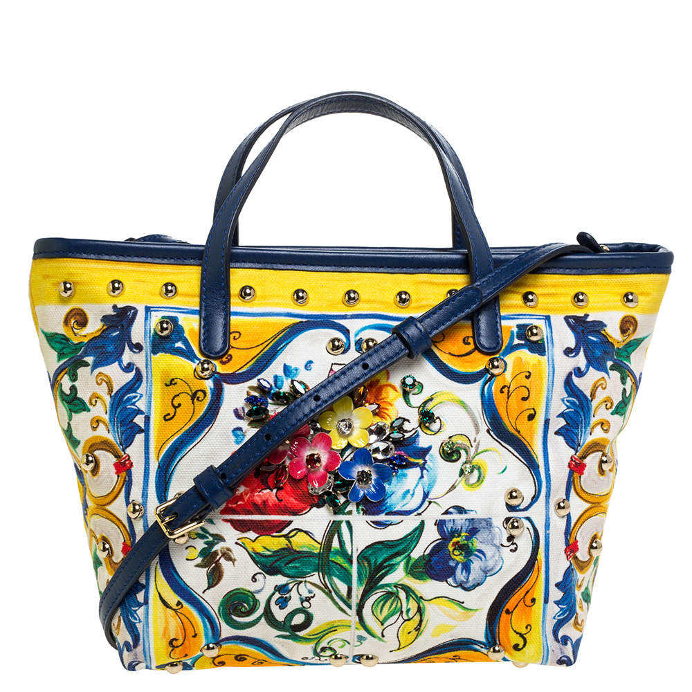 Dolce & Gabbana Multicolor Majolica Print Canvas and Leather ...