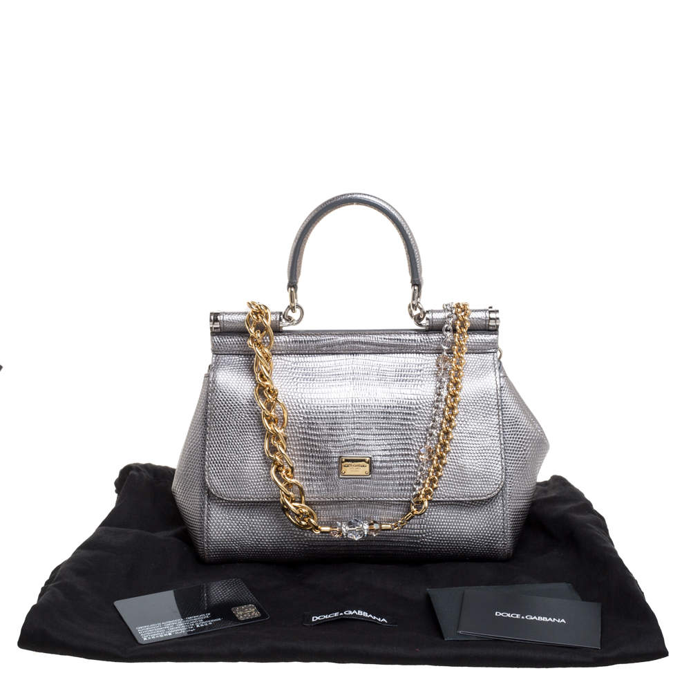 Dolce & Gabbana silver leather MISS SICILY bag Silvery ref.88425