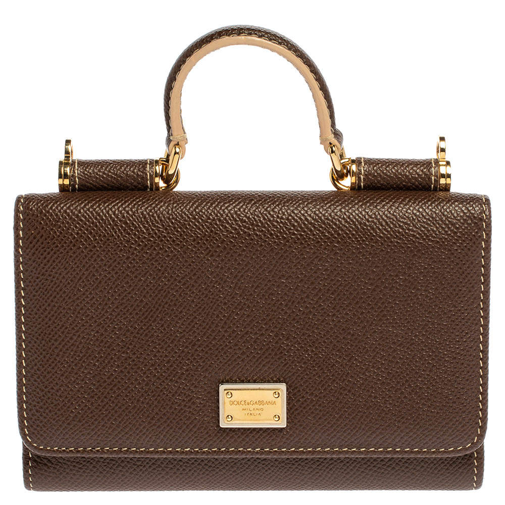 dolce and gabbana brown leather purse