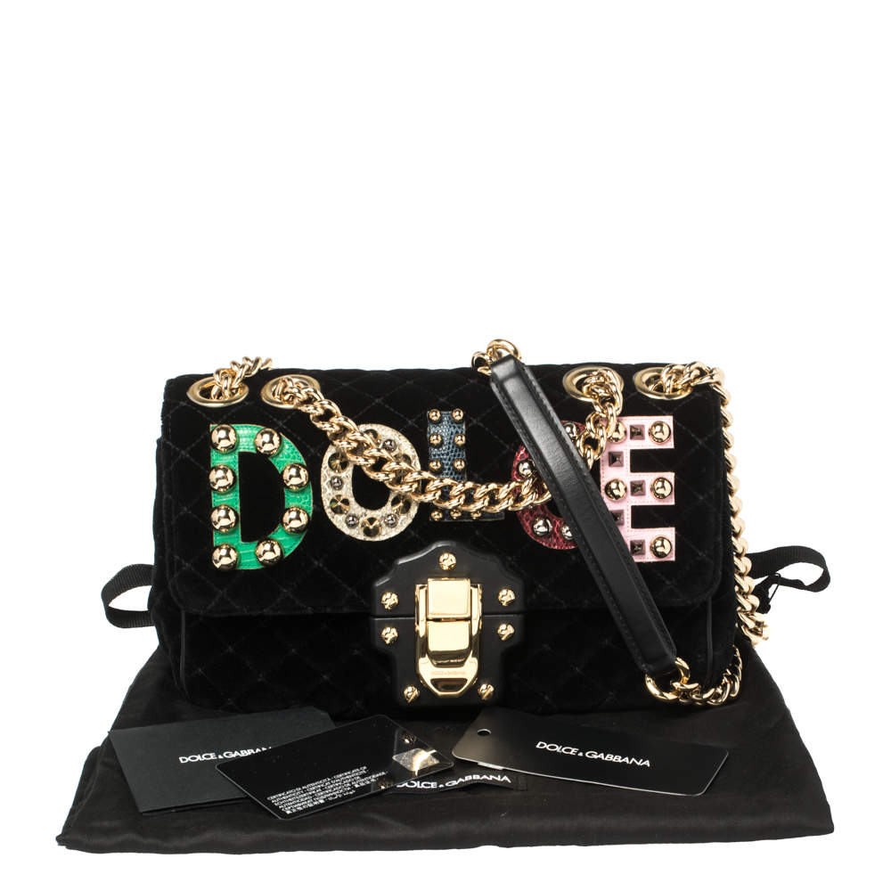 Dolce & Gabbana Black Quilted Velvet Lucia Embellished Shoulder Bag Dolce &  Gabbana | TLC