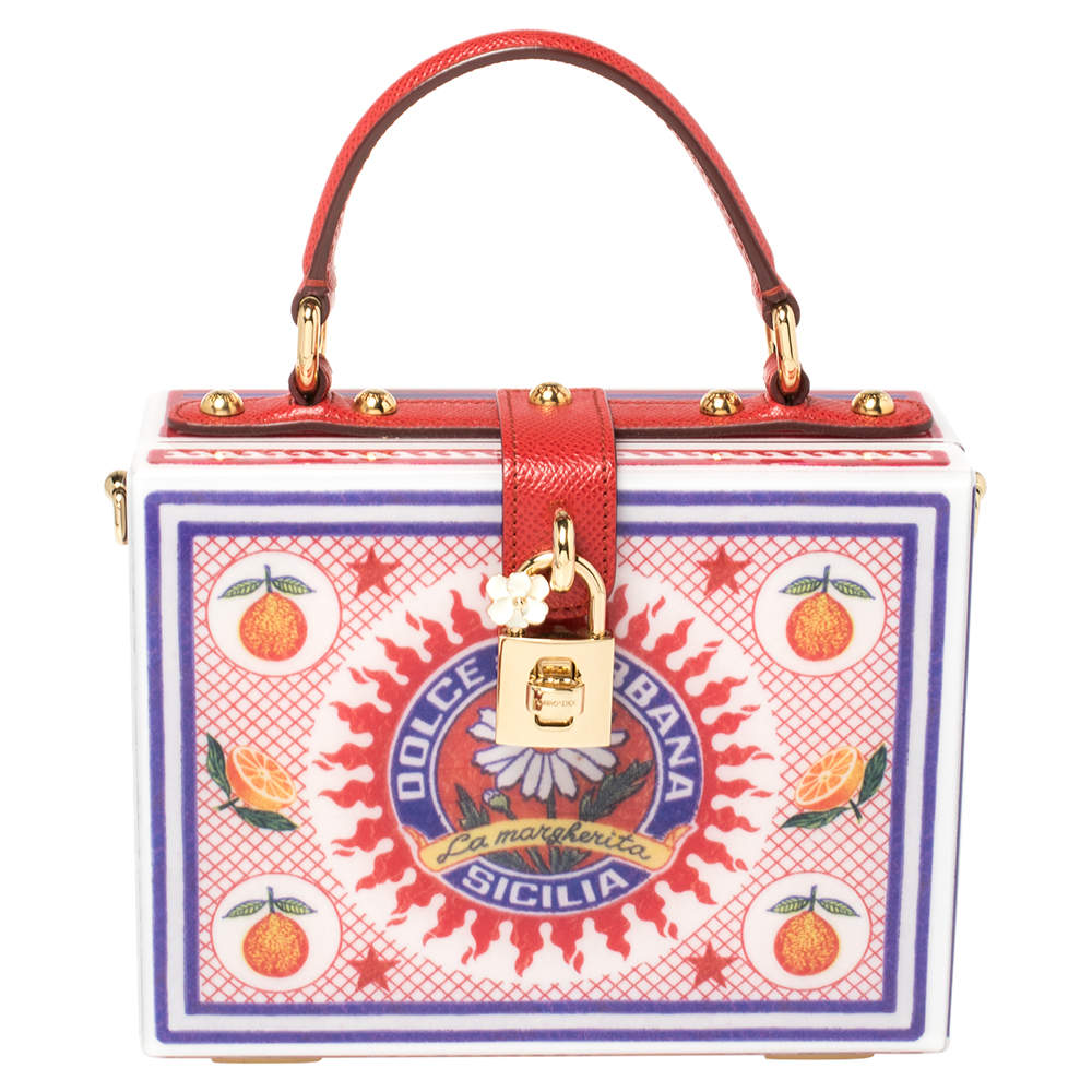 مملوكة مسبقًا حقيبة دولتشي أند غابانا دولتشي بوكس يد علوية زجاج بليكسي وجلد متعددة الألوان