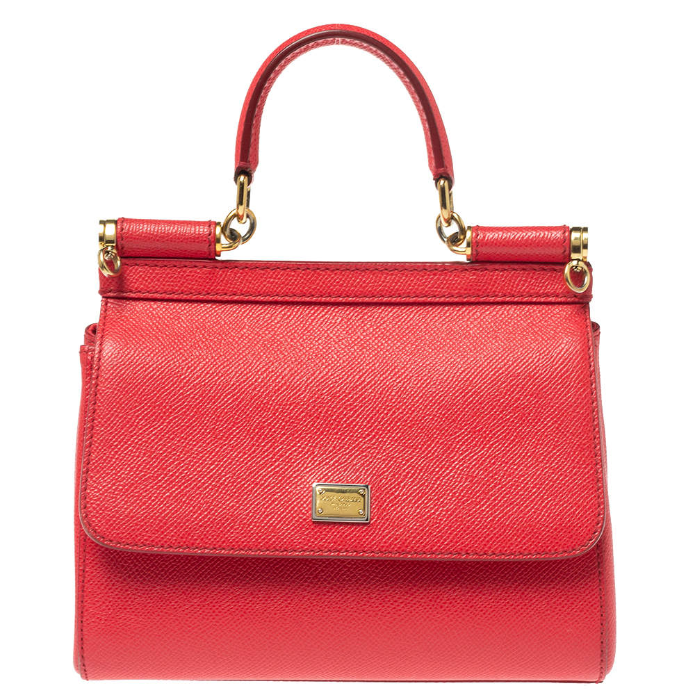 Pre Owned Dolce & Gabbana Pink Leather Small Miss Sicily Top Handle Bag