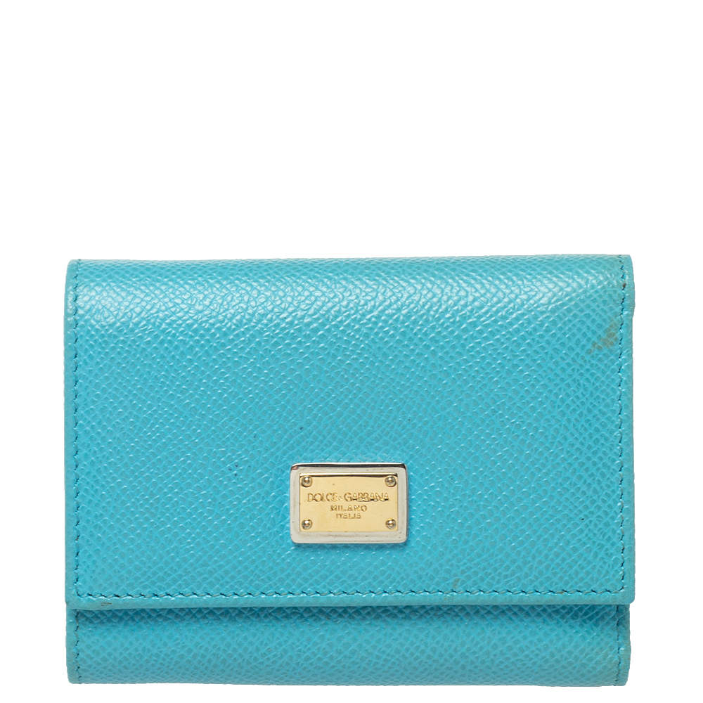 Dolce & Gabbana Light Blue Leather Trifold Compact Wallet Dolce ...