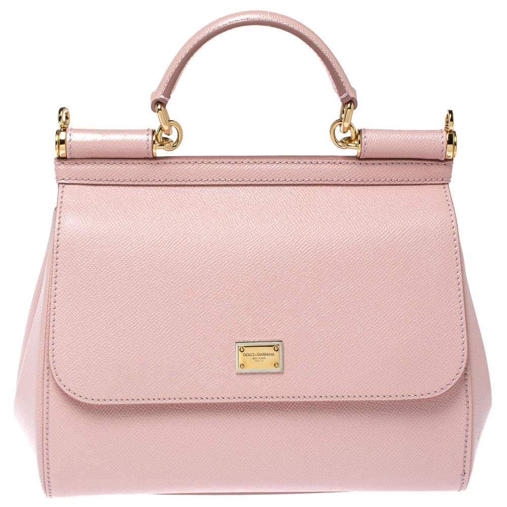 Dolce & Gabbana Pink Leather Medium Miss Sicily Top Handle Bag