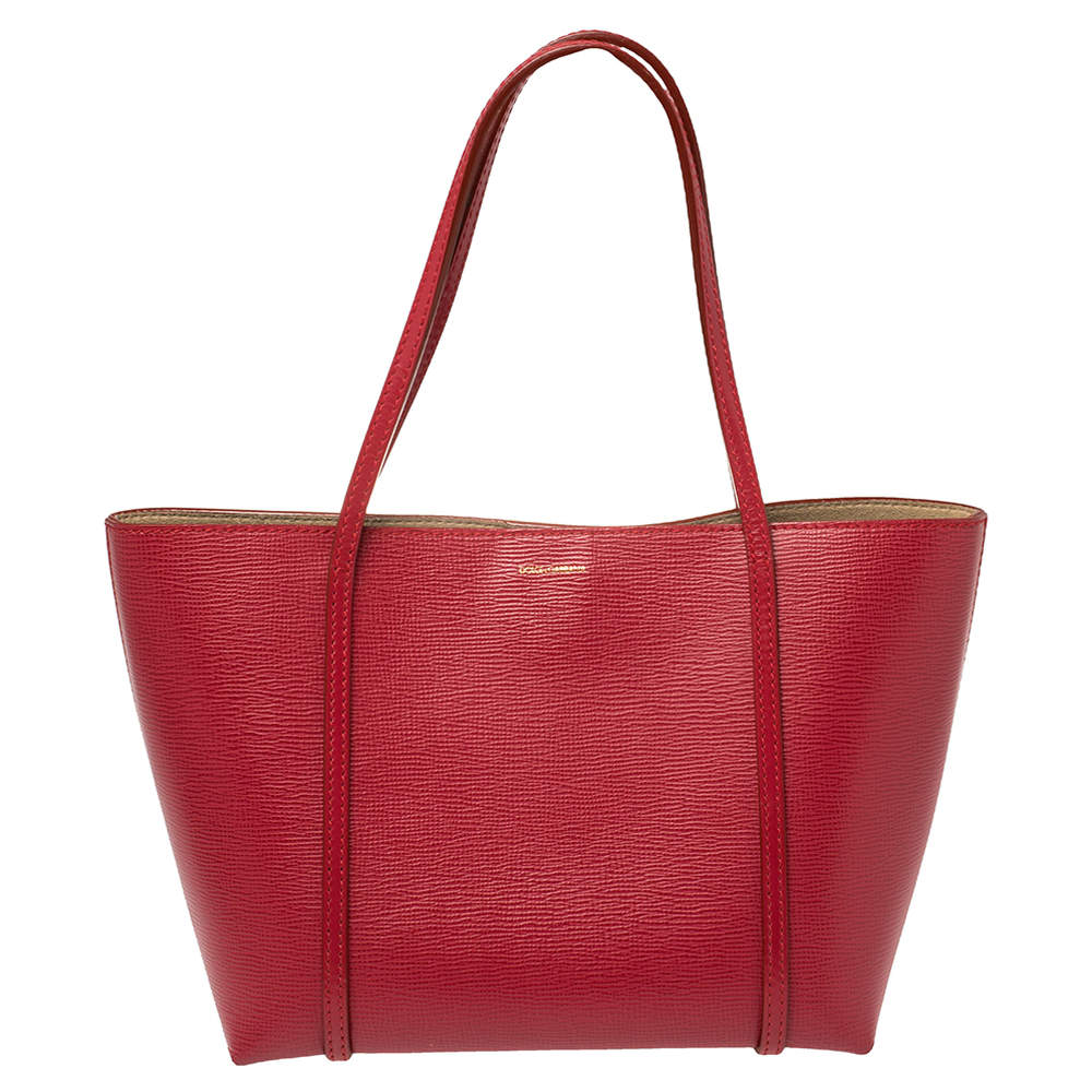 مملوكة مسبقًا Dolce & Gabbana Red Leather Escape Ocean Tote