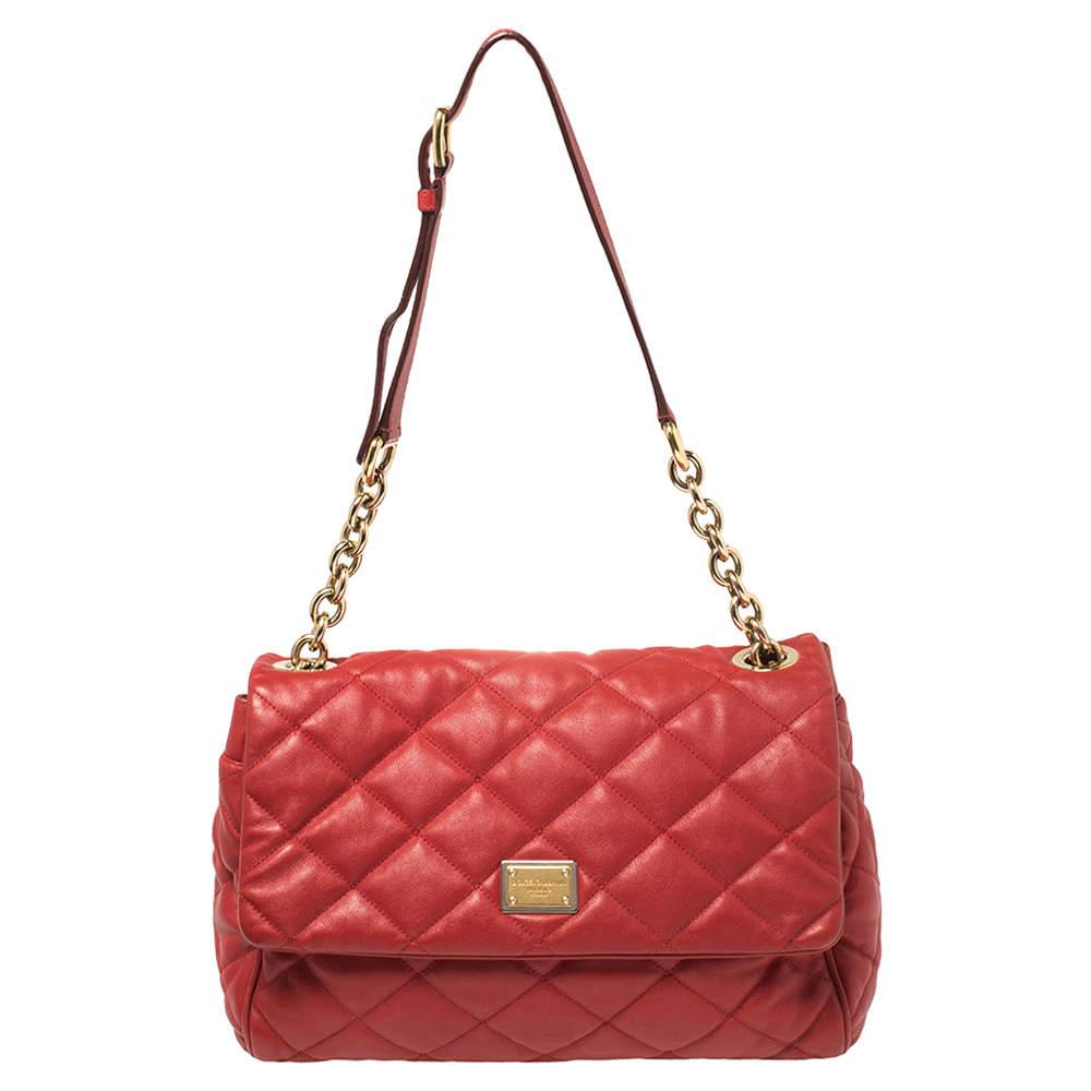 Dolce & Gabbana Red Quilted Leather Miss Kate Shoulder Bag