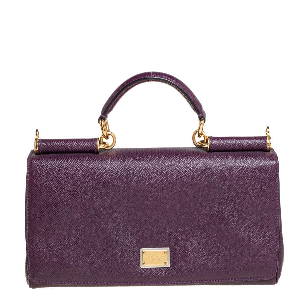 Dolce & Gabbana Purple Leather Top Handle Bag