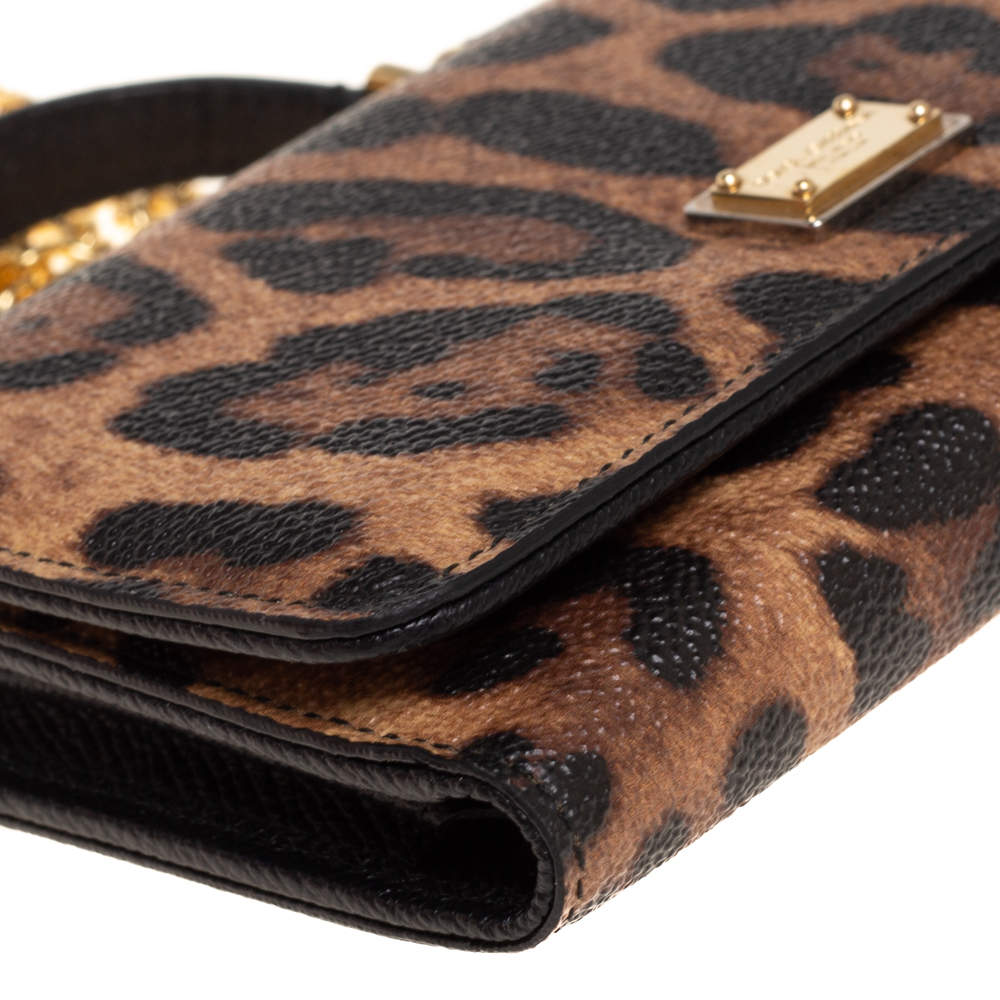 Dolce & Gabbana Leopard Patterns Saffiano Plain Leather Long Wallet Bridal