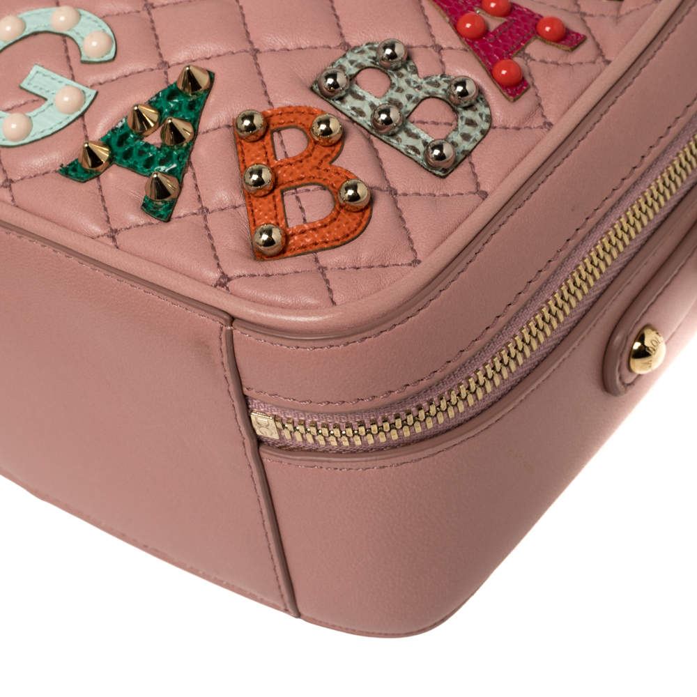 Pink Quilted Leather Box Crossbody Bag