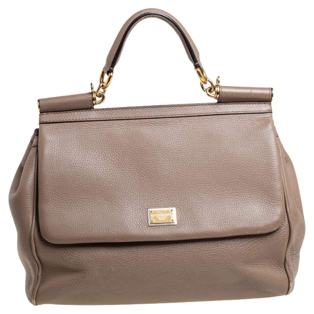 Dolce & Gabbana Brown Leather Miss Sicily Top Handle Bag