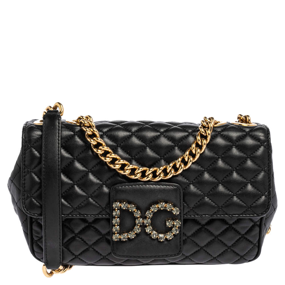 Pre Owned Dolce & Gabbana Black Quilted Leather DG Millennials Shoulder Bag