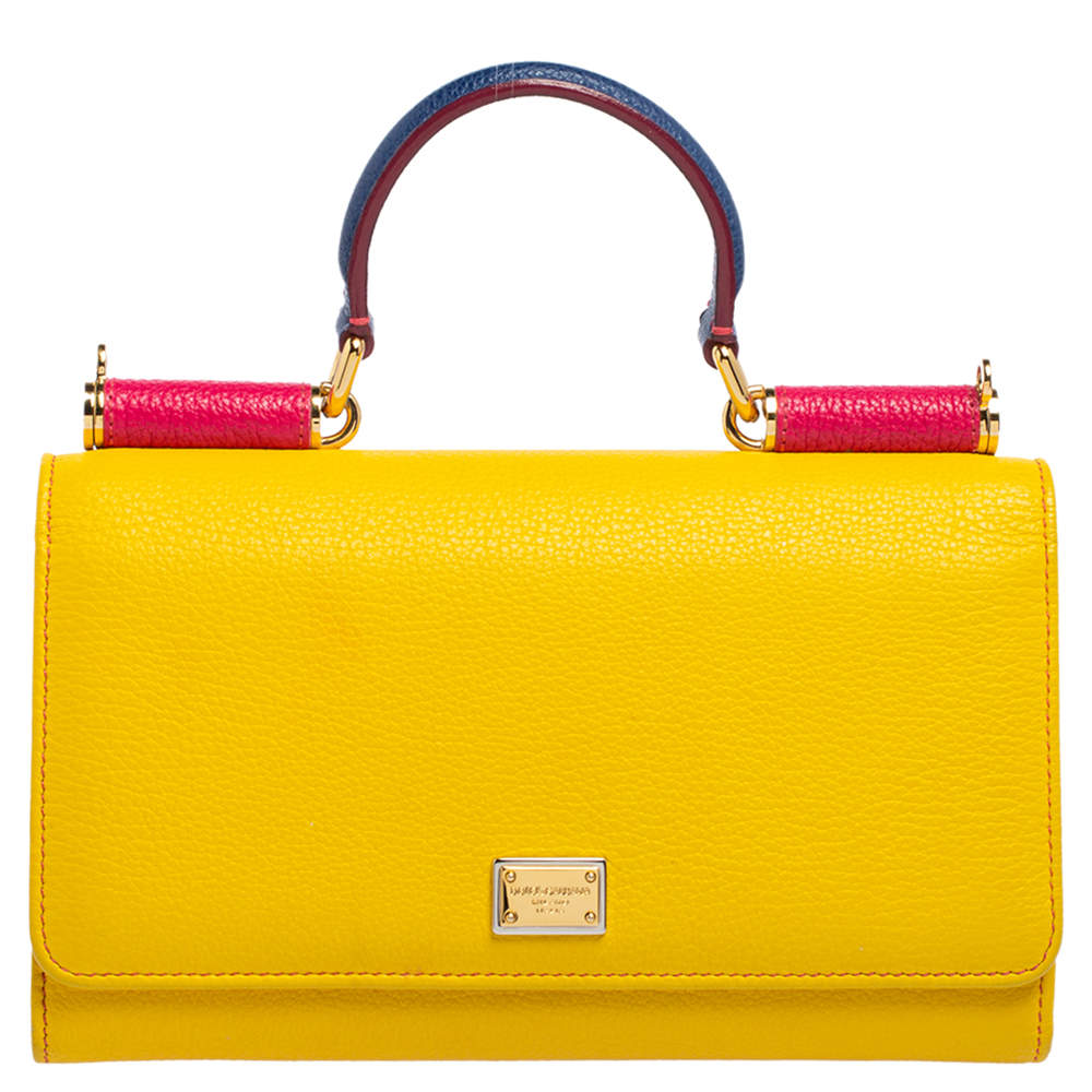 مملوكة مسبقًا محفظة بسلسلة دولتشي أند غابانا ميس سيسيلي فون جلد متعدد الألوان