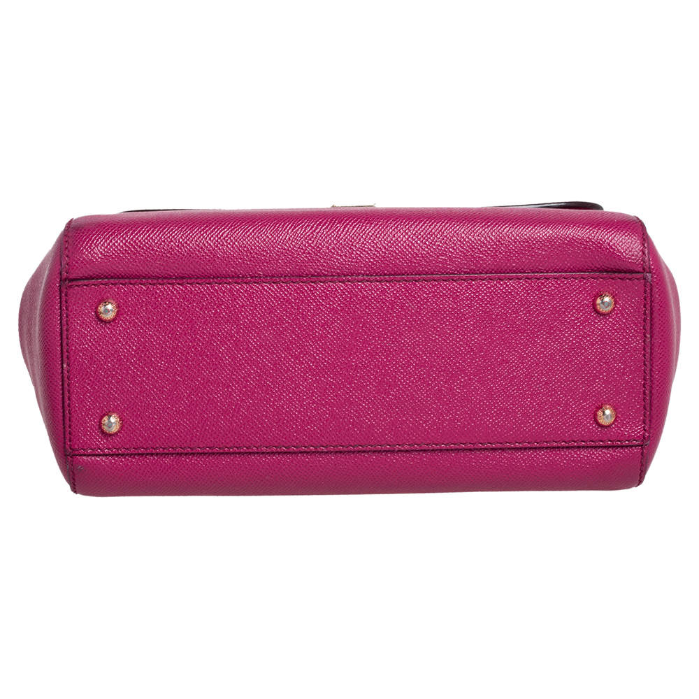 Pre Owned Dolce & Gabbana Fuchsia Leather Medium Miss Sicily Top Handle Bag