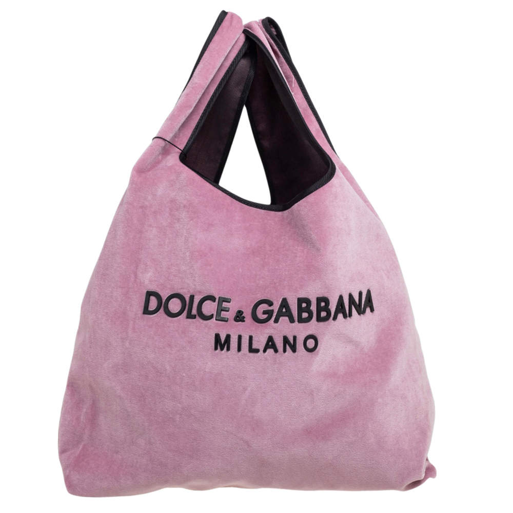 مملوكة مسبقًا Dolce & Gabbana Old Rose/Black Velvet Market Tote