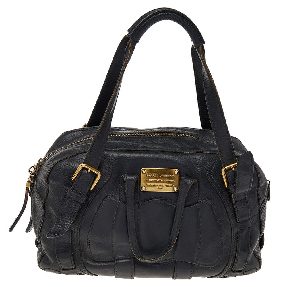 Pre Owned Dolce & Gabbana Black Leather Miss Class Satchel