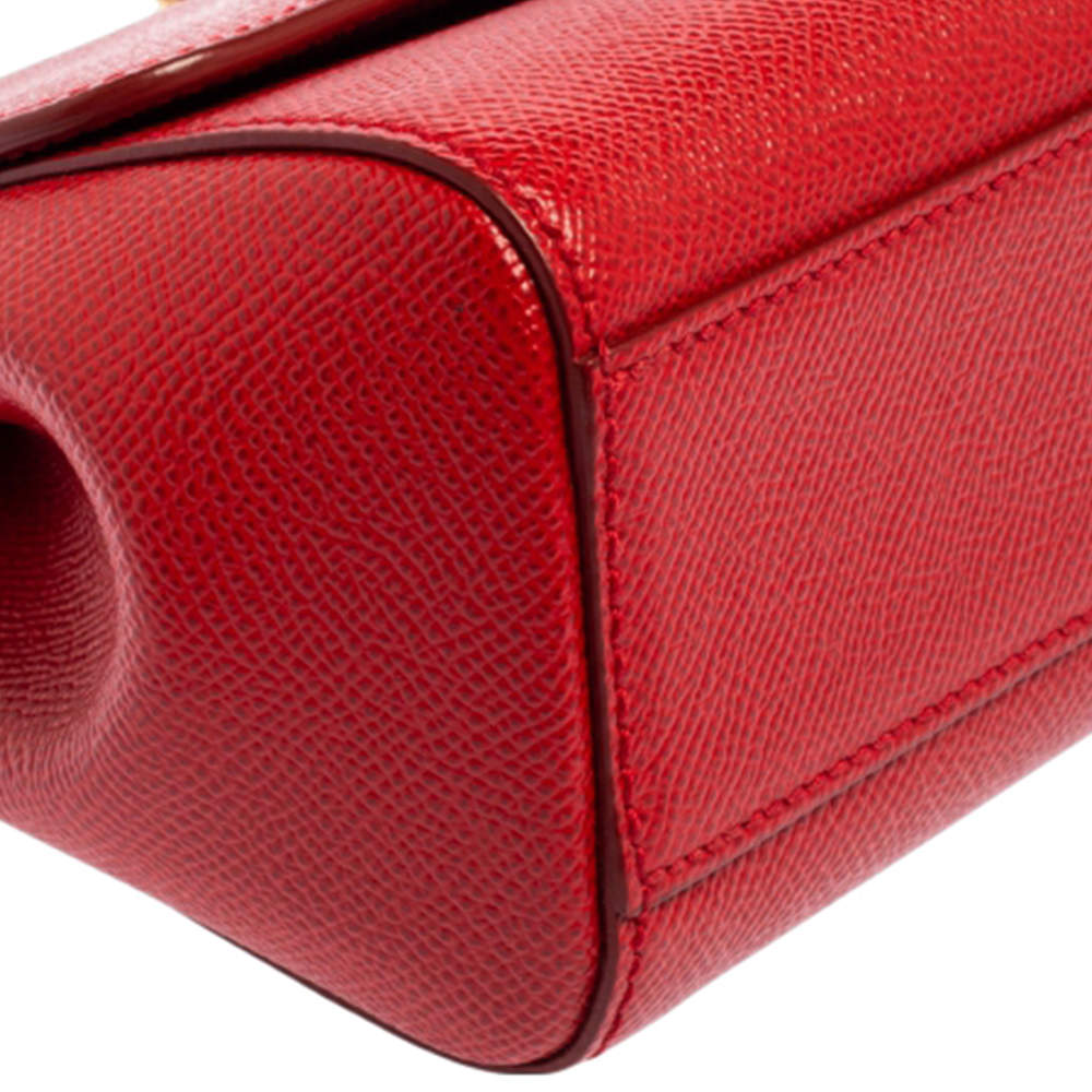 Pre Owned Dolce & Gabbana Red Leather Small Miss Sicily Top Handle Bag