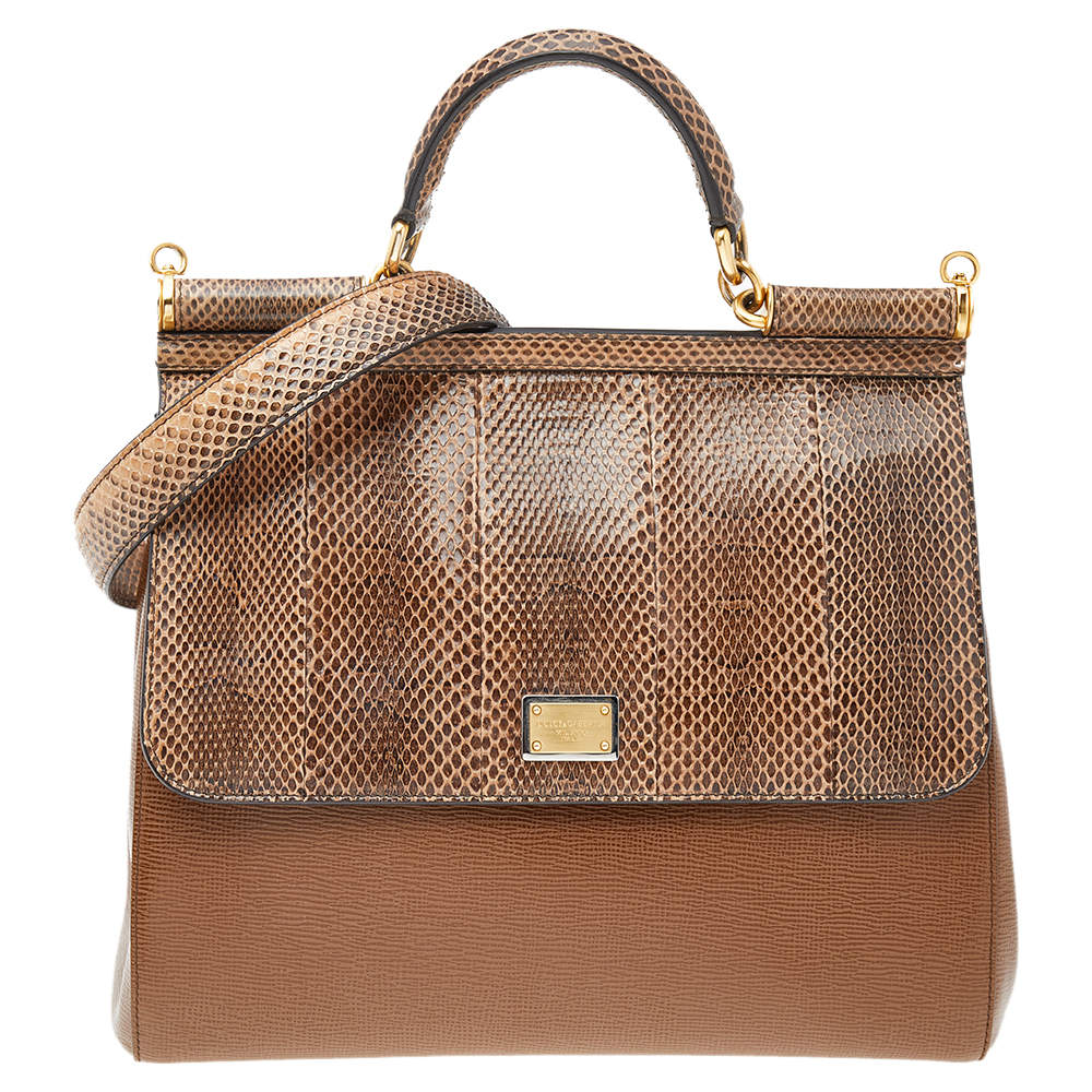 مملوكة مسبقًا Dolce & Gabbana Python And Leather Large Sicily Top Handle Bag