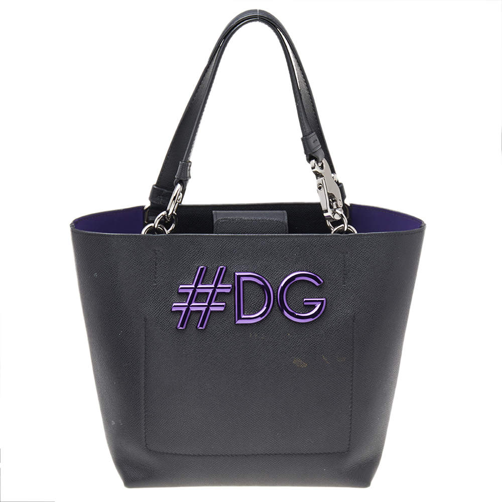 Pre Owned Dolce & Gabbana Black Leather Beatrice Tote