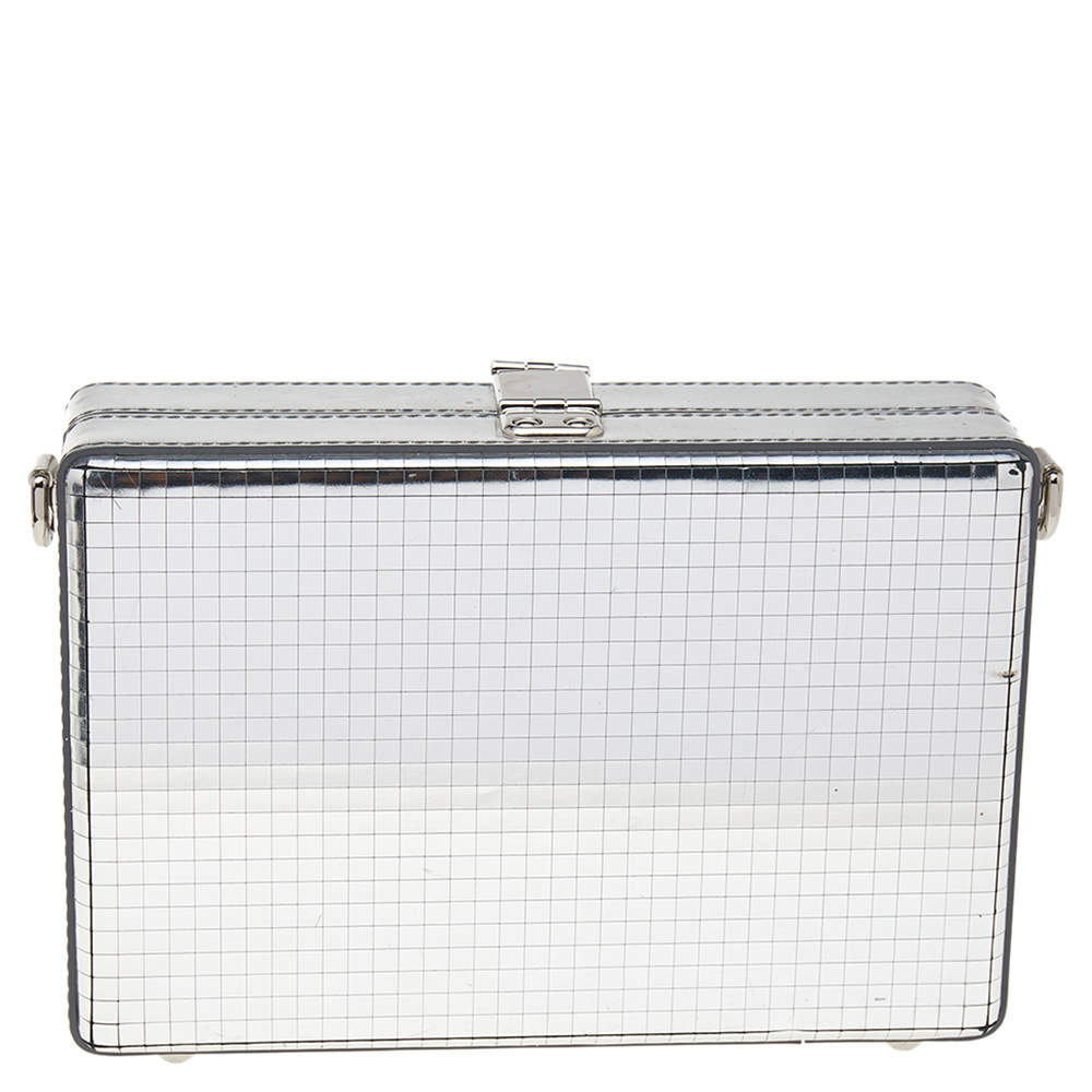 Dolce and Gabbana Metallic Silver Leather Box Clutch at 1stDibs